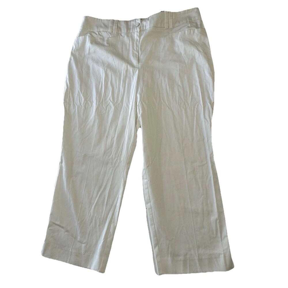 NY&C Jeans Womens 18 White Capri Pockets chino NWT flat front wide waistband
